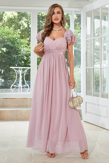 Chiffon A-Line Dusty Rose Formal Dress