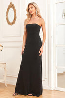 Load image into Gallery viewer, Black Mermaid Strapless Long Prom Dress
