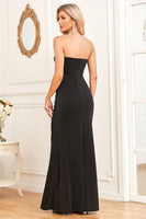 Load image into Gallery viewer, Black Mermaid Strapless Long Prom Dress