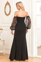 Load image into Gallery viewer, Black Mermaid Strapless Long Prom Dress