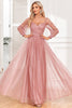 Load image into Gallery viewer, Dusty Rose A-Line Long Sleeves Prom Dress