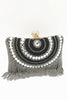 Load image into Gallery viewer, Golden Beaded Pearls Party Clutch