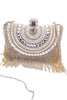 Load image into Gallery viewer, Golden Beaded Pearls Party Clutch