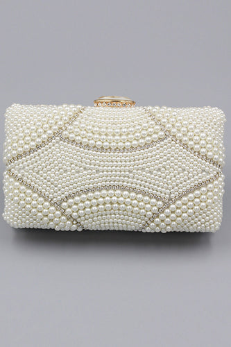 Ivory Beaded Pearls Party Clutch