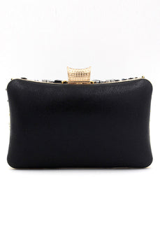 Black Beaded Shoulder Chain Evening Clutch