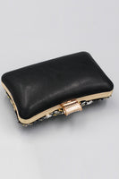 Load image into Gallery viewer, Black Beaded Shoulder Chain Evening Clutch
