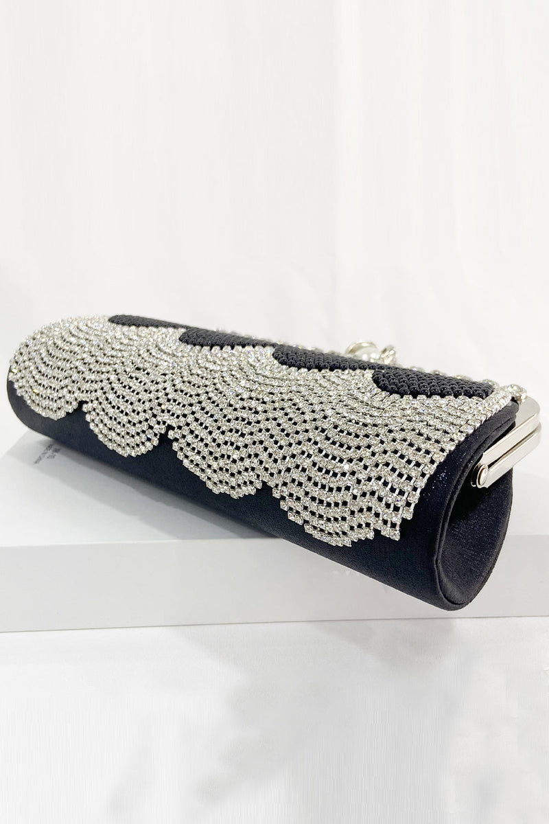 Load image into Gallery viewer, Black Beaded Fringes Party Handbag