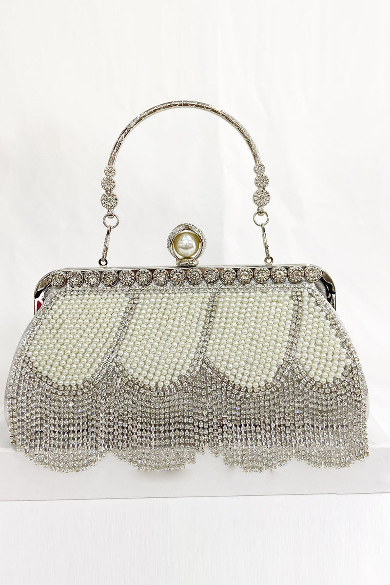 Load image into Gallery viewer, Black Beaded Fringes Party Handbag