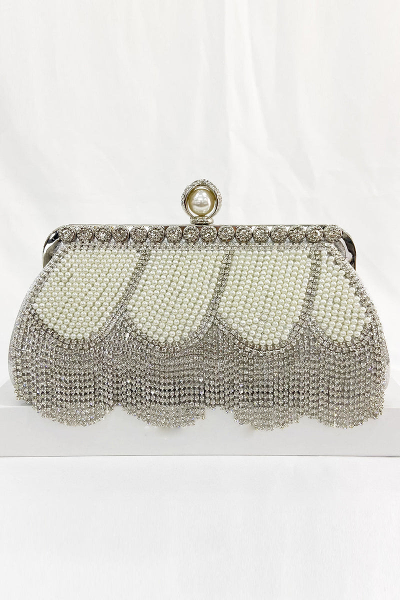Load image into Gallery viewer, Black Beaded Fringes Party Handbag