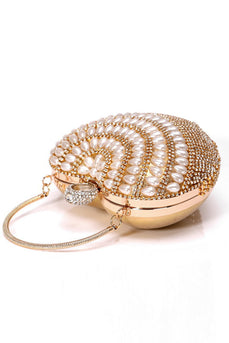 Champagne Beaded Pearls Party Clutch