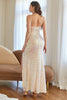 Load image into Gallery viewer, White Mermaid Sequins Prom Dress with Slit