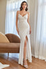 Load image into Gallery viewer, Apricot Mermaid Sequins Prom Dress with Slit