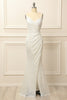 Load image into Gallery viewer, Apricot Sequins Ruched Long Prom Dress with Slit