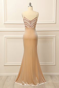 Blush Prom Formal Dress with Sequins