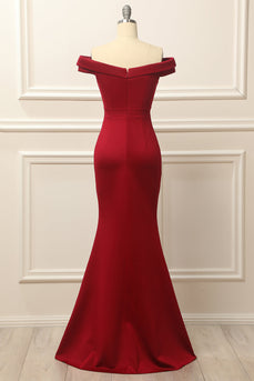 Simple Mermaid Burgundy Long Prom Dress