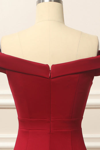 Simple Mermaid Burgundy Long Prom Dress