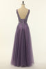 Load image into Gallery viewer, Tulle Purple A-line Prom Dress with Beading