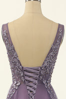 Load image into Gallery viewer, Tulle Purple A-line Prom Dress with Beading