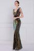 Load image into Gallery viewer, Black Sheath Sequins Prom Dress with Fringes