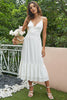 Load image into Gallery viewer, Spaghetti Straps White Graduation Dress with Ruffles