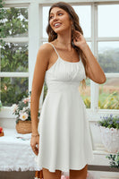 Load image into Gallery viewer, Open Back Spaghetti Straps White Graduation Dress