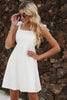Load image into Gallery viewer, Spaghetti Straps A Line Mini White Graduation Dress