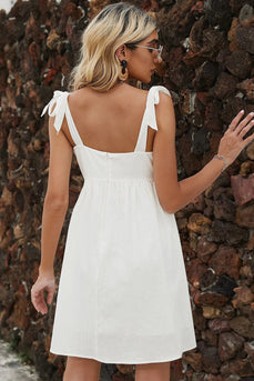 Spaghetti Straps A Line Mini White Graduation Dress