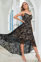 Load image into Gallery viewer, Black High-low Sleeveless Lace Dress