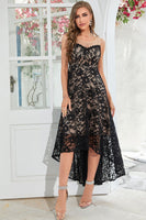 Load image into Gallery viewer, Black High-low Sleeveless Lace Dress