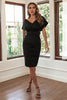 Load image into Gallery viewer, Black Bodycon Cocktail Dress with Belt