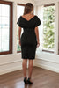 Load image into Gallery viewer, Black Bodycon Cocktail Dress with Belt