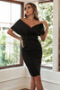 Load image into Gallery viewer, Black Bodycon Cocktail Dress with Belt