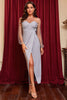 Load image into Gallery viewer, Grey Long Sleeves Party Dress with Beading