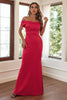 Load image into Gallery viewer, Off The Shoulder Red Sheath Long Formal Dress