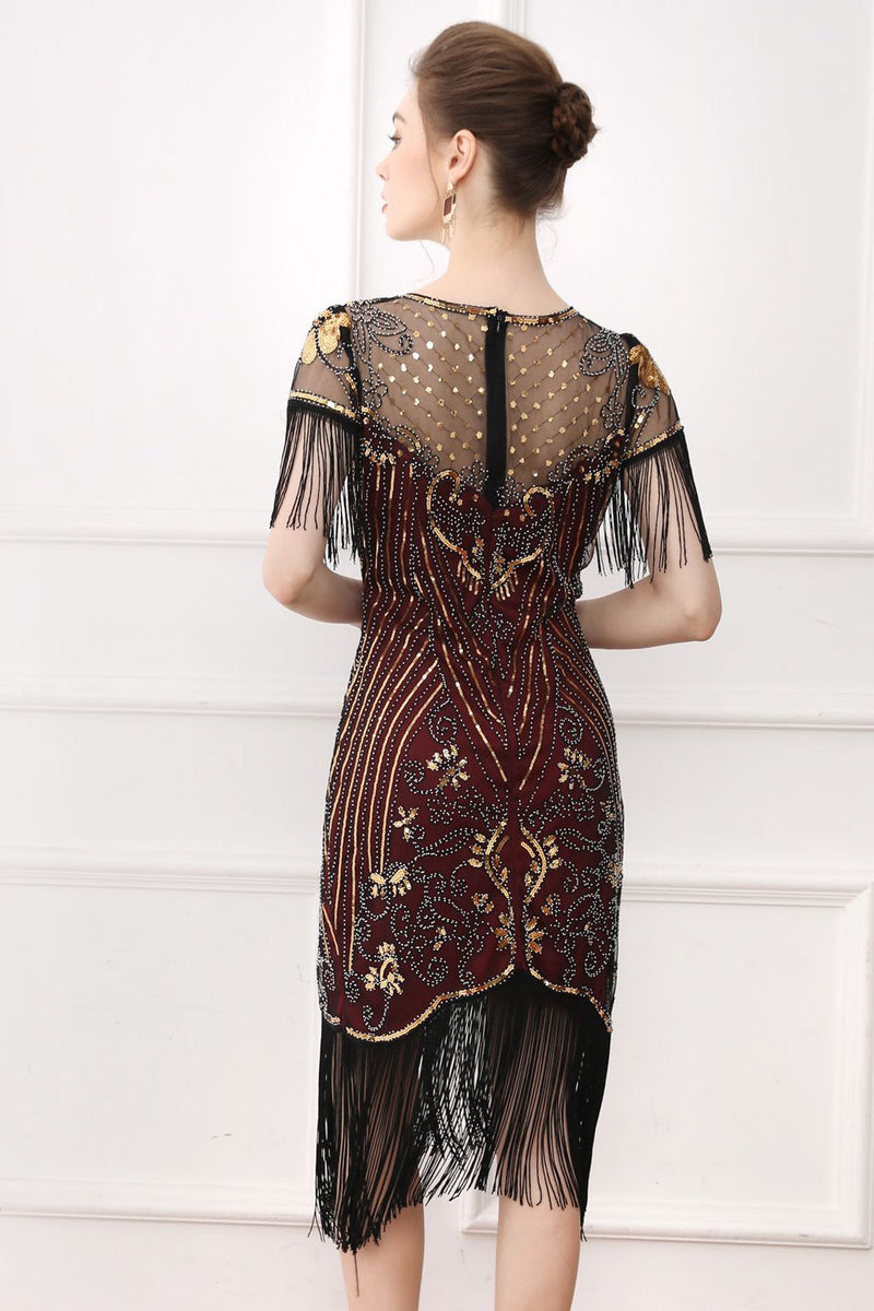 Load image into Gallery viewer, Black Sequins Bodycon Sparkly Party Dress with Fringes