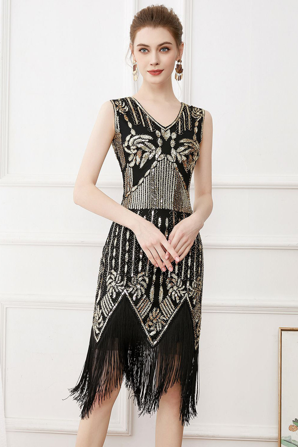 Fringes Glitter Sequins Party Dress with Sleeveless