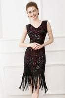 Load image into Gallery viewer, Fringes Glitter Sequins Party Dress with Sleeveless