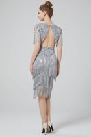 Load image into Gallery viewer, Blush Sequins Sparkly Party Dress with Fringes