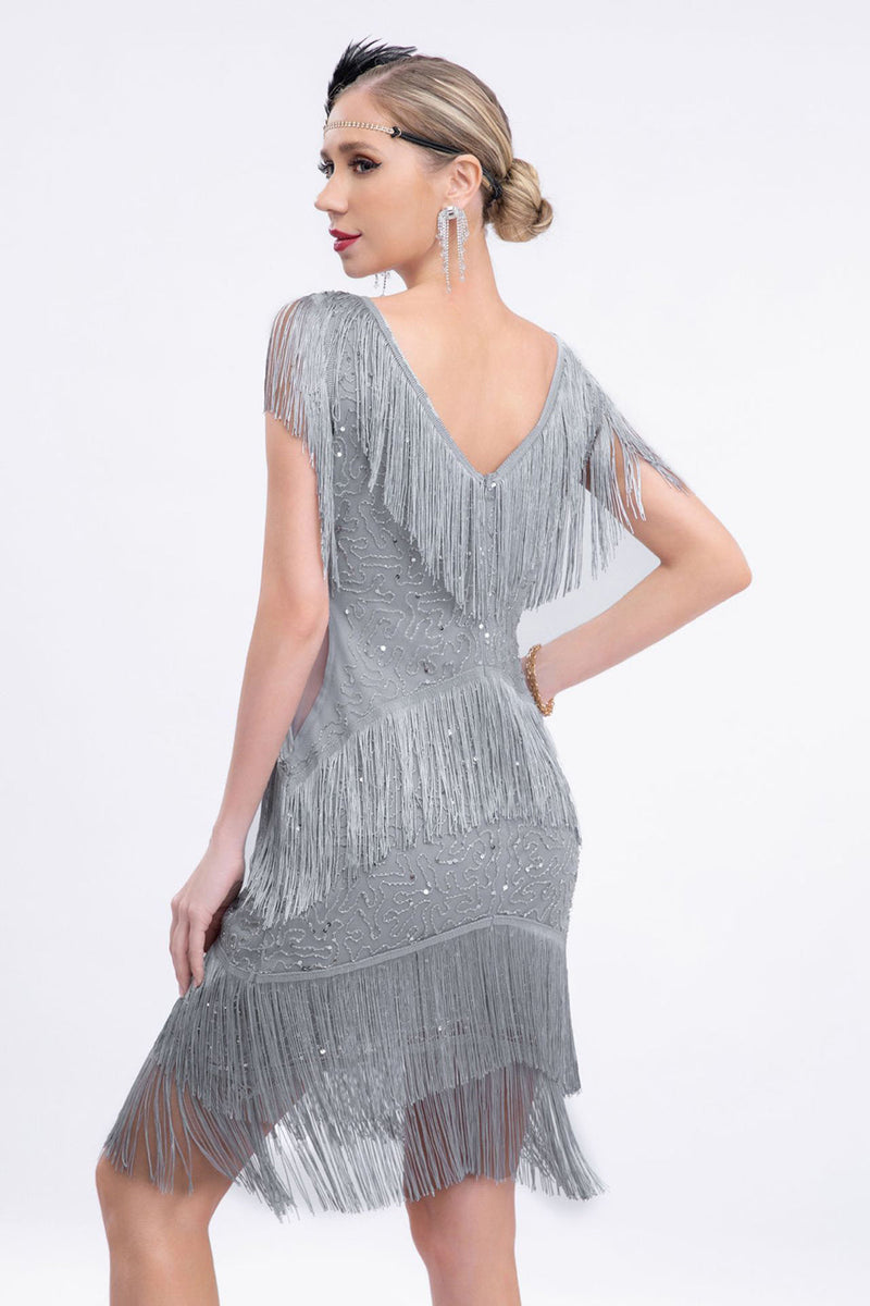 Load image into Gallery viewer, Black Fringes Sequins Party Dress with Sleeveless