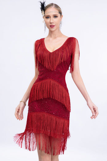 Black Fringes Sequins Party Dress with Sleeveless