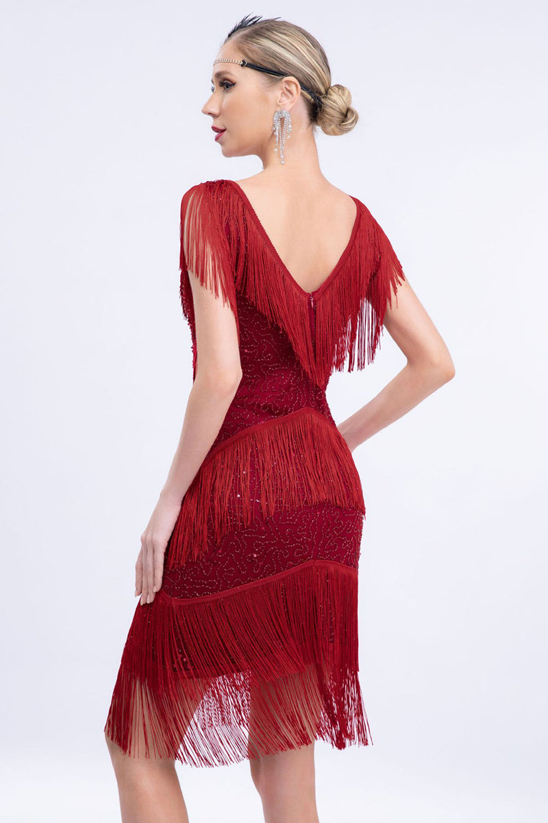 Load image into Gallery viewer, Black Fringes Sequins Party Dress with Sleeveless