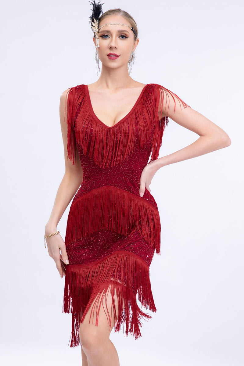 Load image into Gallery viewer, Black Fringes Sequins Party Dress with Sleeveless