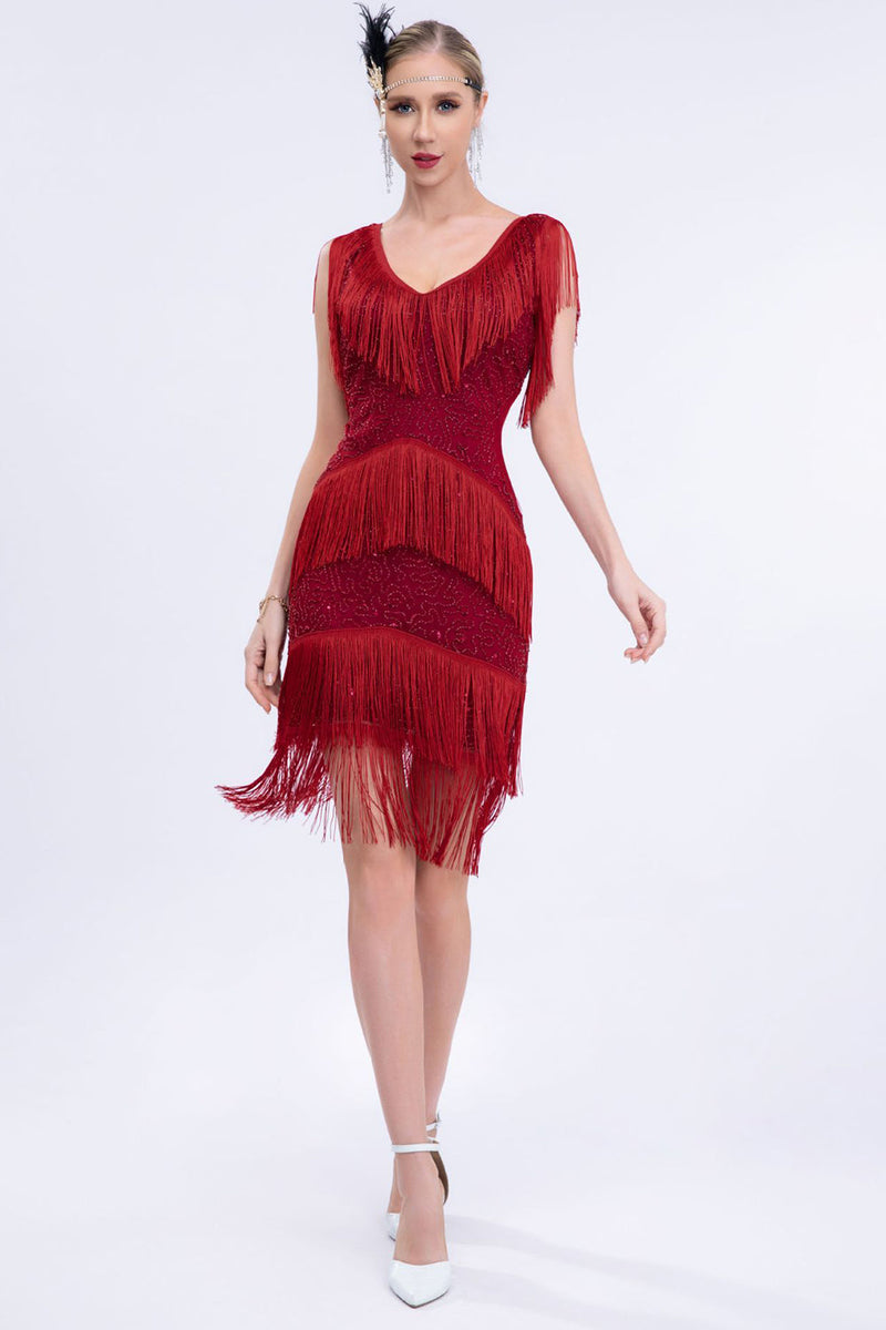 Load image into Gallery viewer, Black Fringes Sequins Party Dress with Sleeveless
