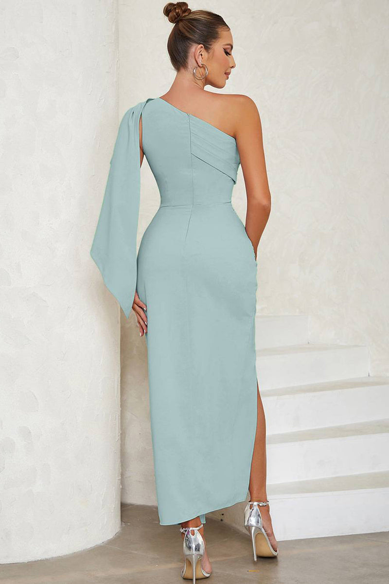 Load image into Gallery viewer, Blue One Shoulder Bodycon Long Formal Dress