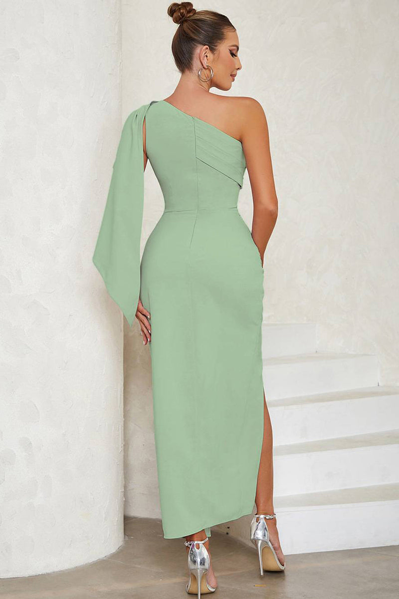 Load image into Gallery viewer, Blue One Shoulder Bodycon Long Formal Dress