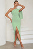 Load image into Gallery viewer, Blue One Shoulder Bodycon Long Formal Dress