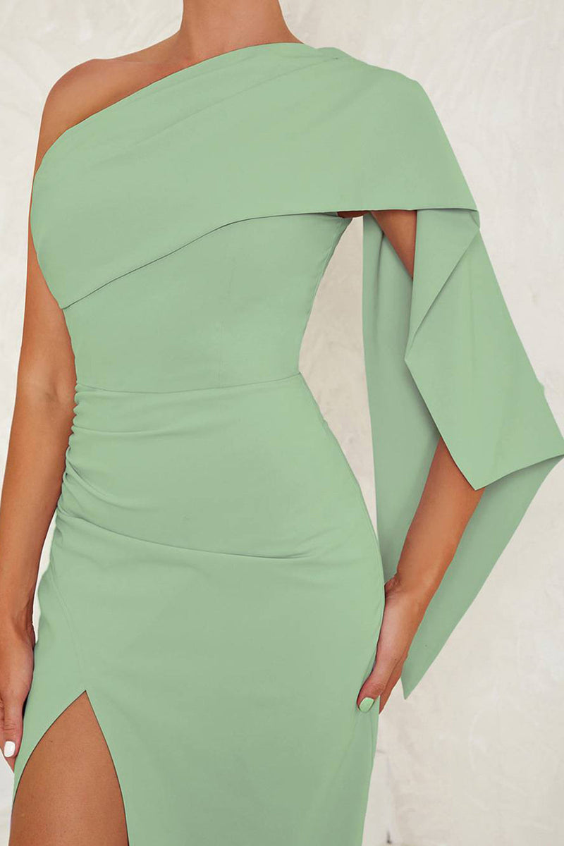 Load image into Gallery viewer, Blue One Shoulder Bodycon Long Formal Dress