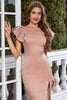 Load image into Gallery viewer, Blush Square Neck Cap Sleeves Bodycon Long Party Dress