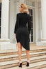 Load image into Gallery viewer, Dark Green Long Sleeves Holiday Party Dress with Pleated