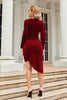 Load image into Gallery viewer, Dark Green Long Sleeves Holiday Party Dress with Pleated